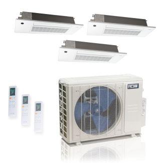 18,000 BTU ACiQ Standard 25.1 SEER2 3 Zone Slim Ceiling Cassette Mini Split Heat Pump System - R454B | 230V - 6 + 6 + 6