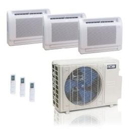 27,000 BTU ACiQ Standard 25 SEER2 3 Zone Slim Ceiling Cassette Mini Split Heat Pump System - R454B | 230V - 6 + 6 + 18