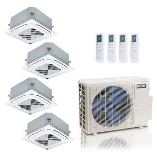36,000 BTU ACiQ Standard 24 SEER2 4 Zone Ceiling Cassette Mini Split Heat Pump System - R454B | 230V - 12 + 12 + 12 + 12