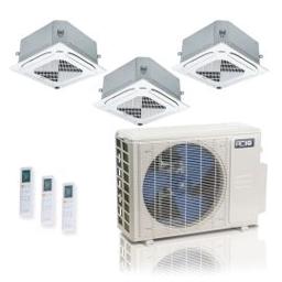 36,000 BTU ACiQ Standard 24 SEER2 4 Zone Ceiling Cassette Mini Split Heat Pump System - R454B | 230V - 12 + 12 + 12 + 12